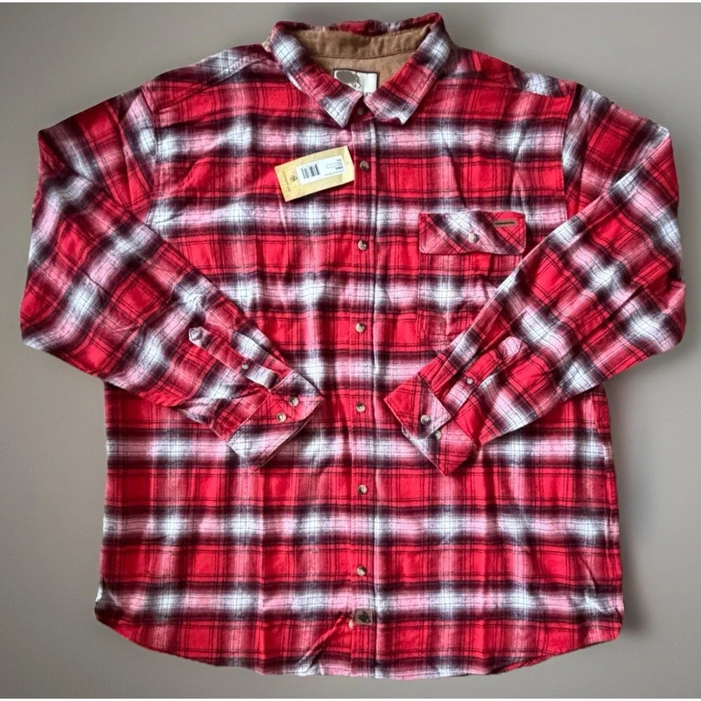 New Legendary Whitetails Buck Camp Flannel Shirt Red Black Plaid 3XL NWT JBHS